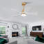 Ventilateur de plafond intérieur 42 pouces avec lumière à DEL à intensité variable et 5 pales en bois massif-413754971-413754980