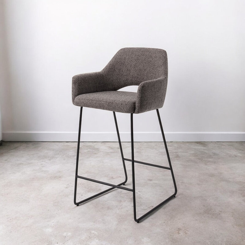 Nithsdale Upholstered Counter Stool with Metal Frame, Dark Grey, 65cm 