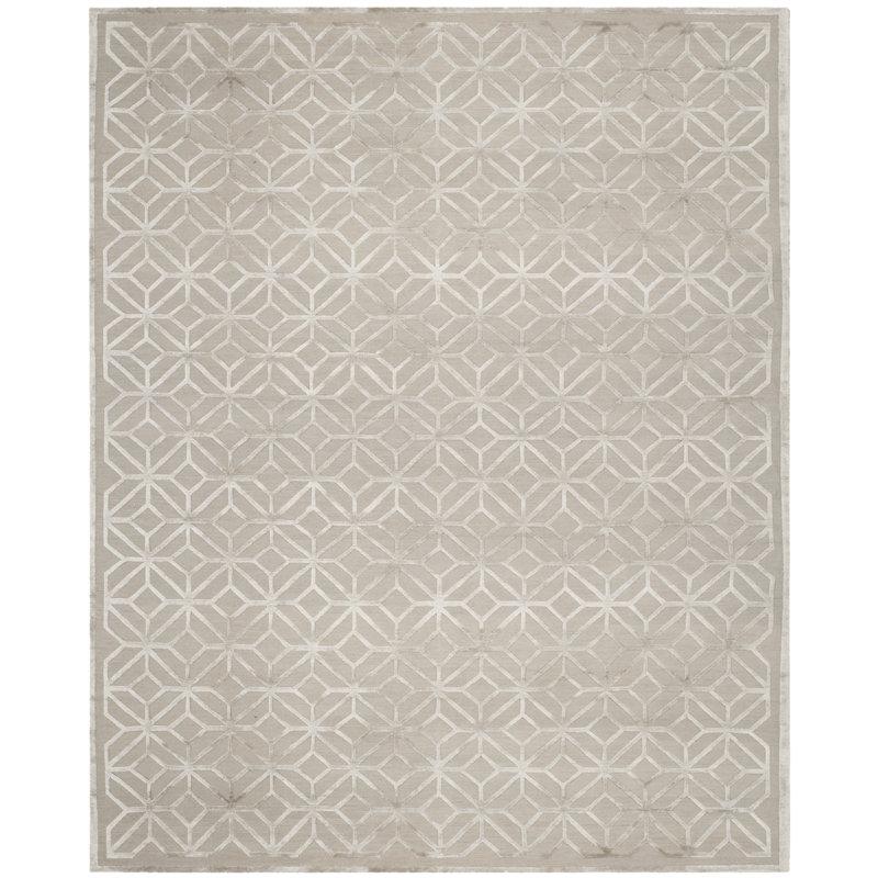 Tapis gris en viscose / laine / coton noué à la main Candie, Rectangle 10 pi x 14 pi