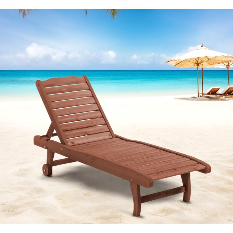 Chaise longue d'extérieur en bois, Brun