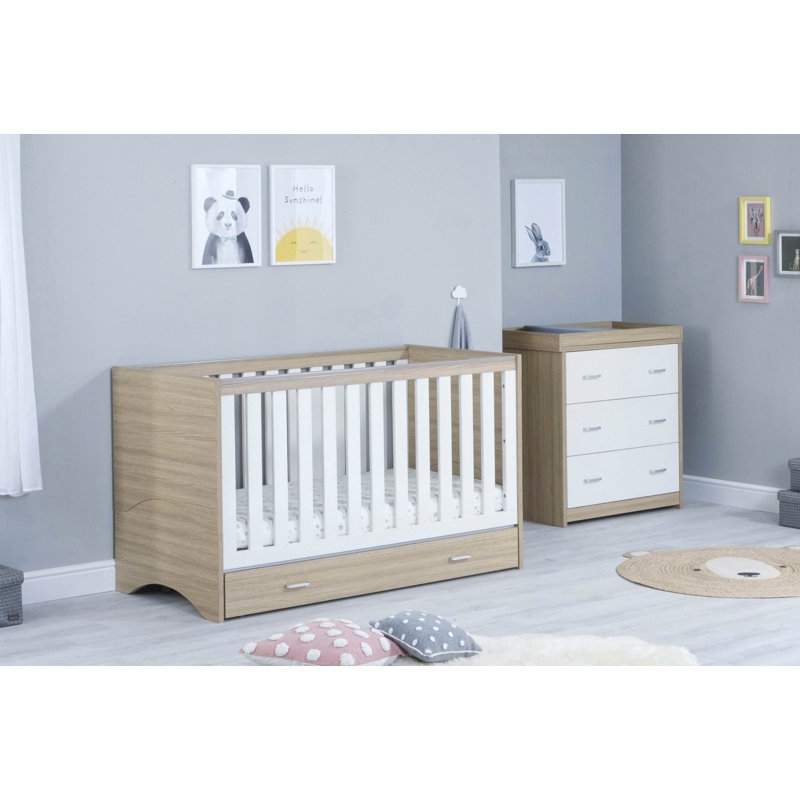 Veni 2 Piece Room Set with Drawer, Oak/White