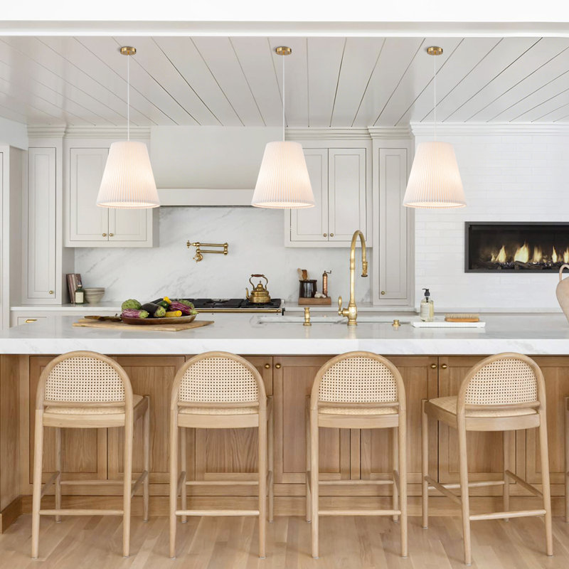 3-Light Pleated Fabric Single Pendant