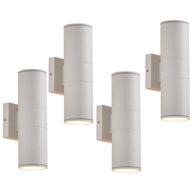 Paquet de 4 lanternes murales d'extérieur à DEL de 12 po de haut en bas, lumière d'extérieur ronde en aluminium, étanche IP65