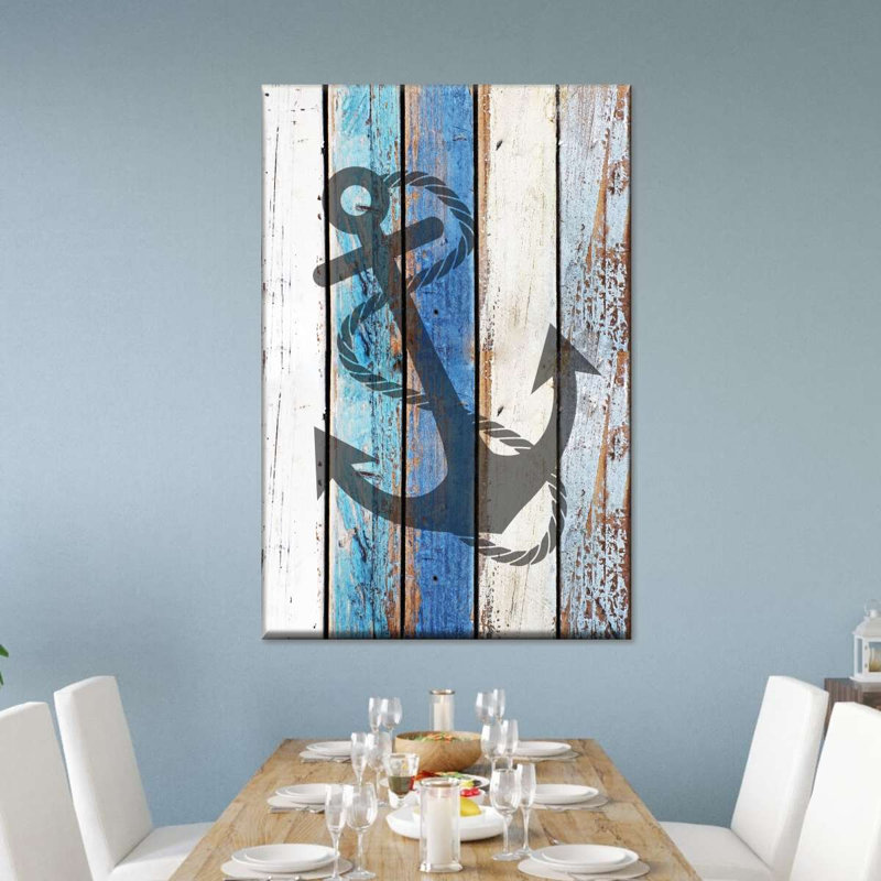 «Anchor Wooden Nautical», reproduction sur toile, H 48 po x l 32 po x P 1,25 po
