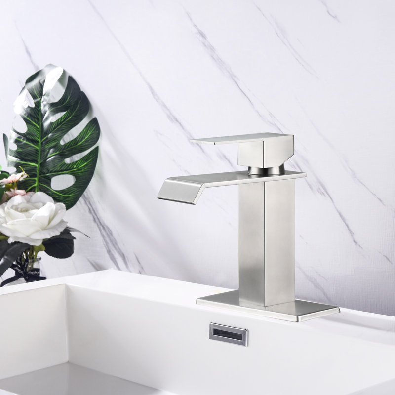 Robinet de salle de bain élégant, style cascade, acier inoxydable, nickel brossé et robinet à contrôle de température accrédité, rouille