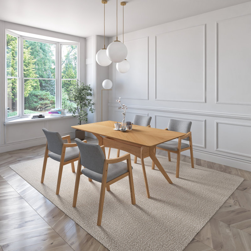 Ensemble de salle à manger Etheriu, 5 pièces: table, 4 chaises, Chêne