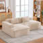 Canapé modulaire en velours côtelé à compression en L 92 po, canapé rembourré doux et désossé moderne avec jeté, aucun assemblage requis pour le salon-126421467-126421473