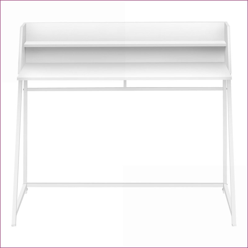 Bureaux, bureau d'ordinateur de bureau à domicile avec huche de rangement, L 48 po contemporain moderne, métal blanc stratifié blanc | Blanc | Panneau de particules