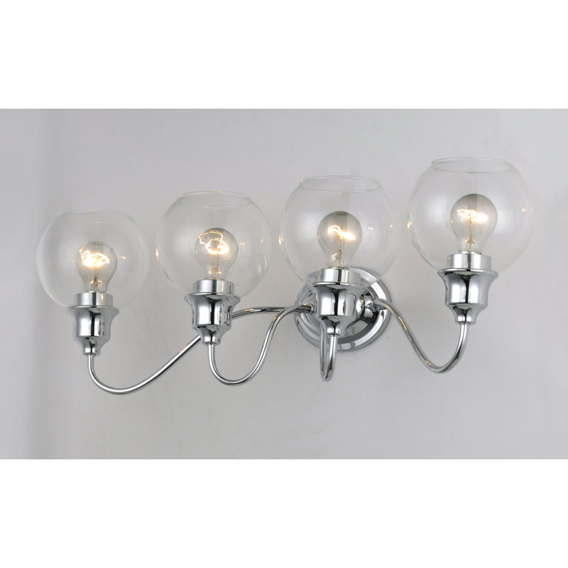 Éclairage pour meuble-lavabo 4 lumières Hunley, Transparent, Chrome poli