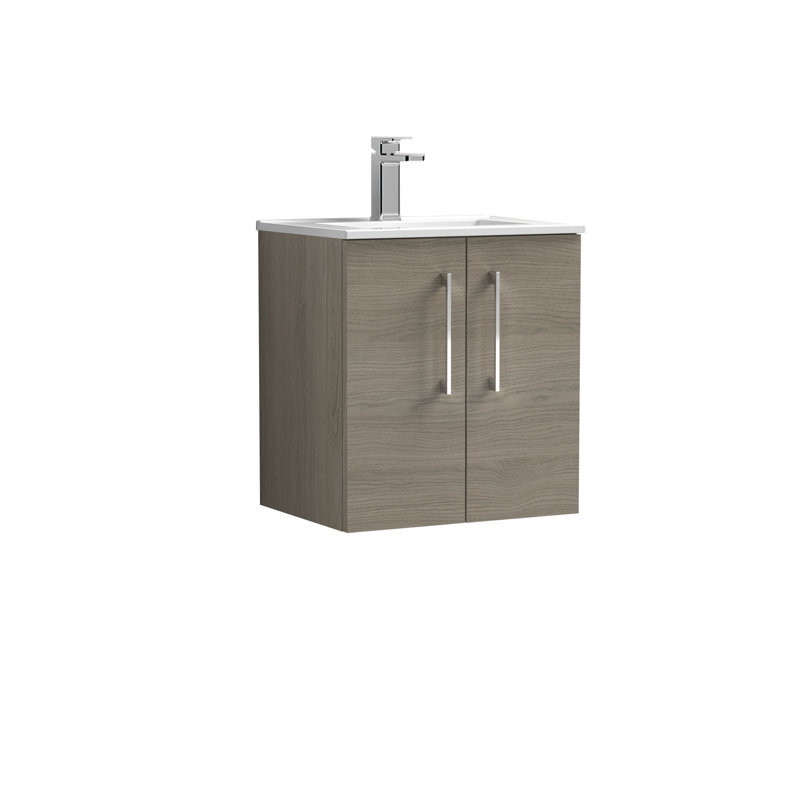 Arno 500mm Single Bathroom Vanity with Integrated Vitreous China Basin, Solace Oak