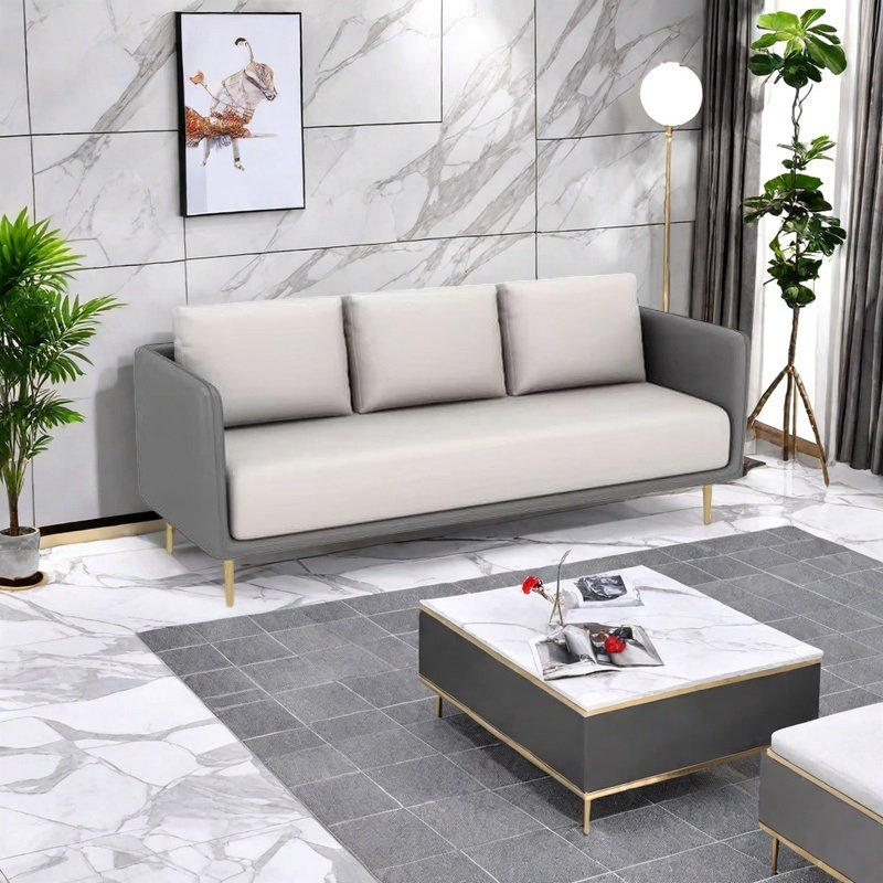 Canapé de bureau léger et luxueux, Gris / Blanc cassé