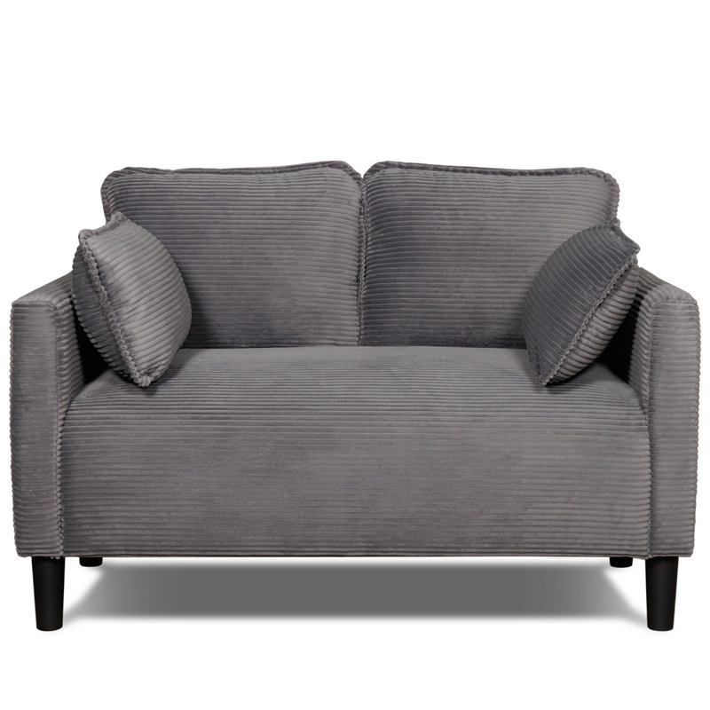 Causeuse de 48 po en velours côtelé avec coussins moelleux, pochette de rangement latérale, panneau en composite robuste et structure en bois massif, éponge à rebond élevé, facile à assembler, idéale pour le salon, un appartement, un dortoir, un bureau.