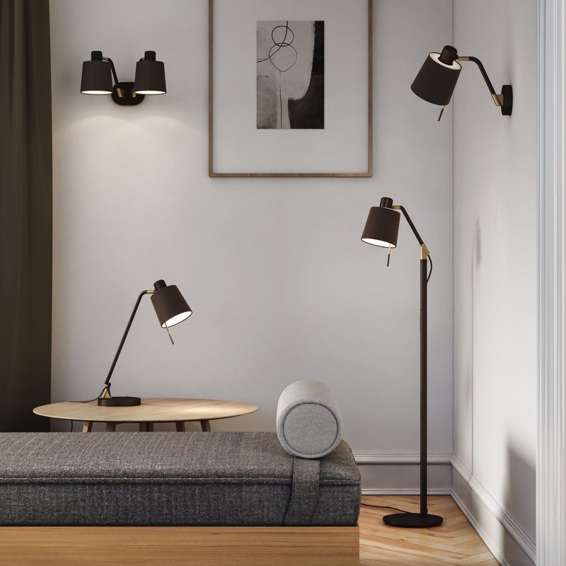 Edward Task Floor Lamp Set, Matt Gold