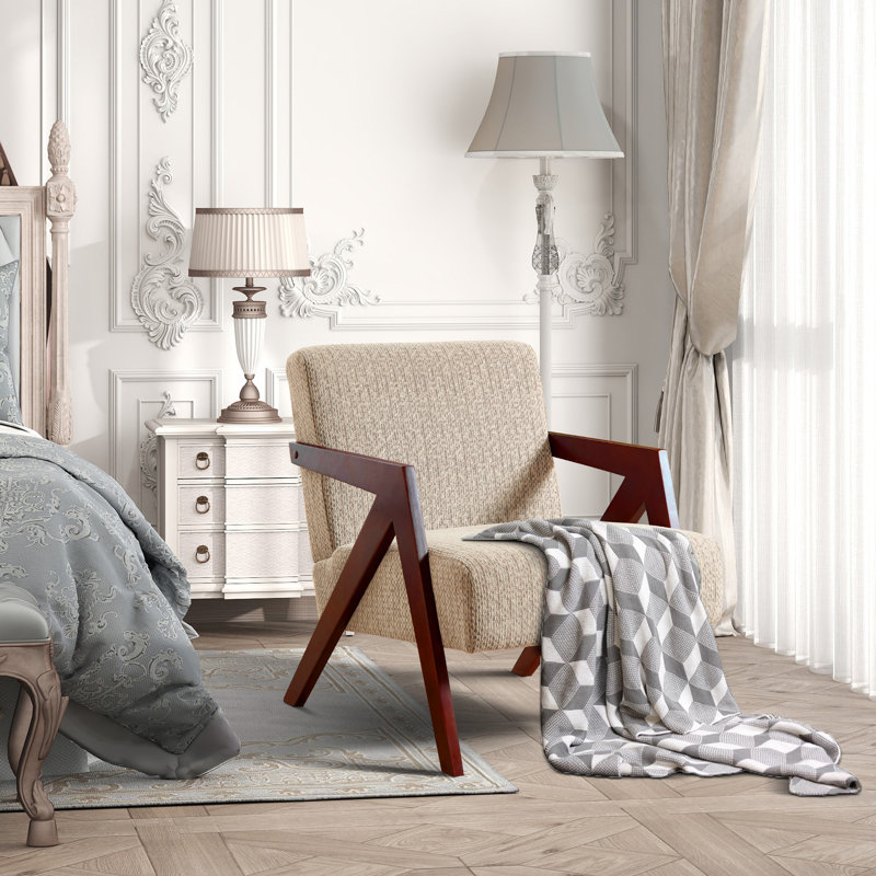 23.8'' Wide Modern Upholstered Soft Arm Accent chair With Solid Wood Legs (Set of 8), Mocha Brown