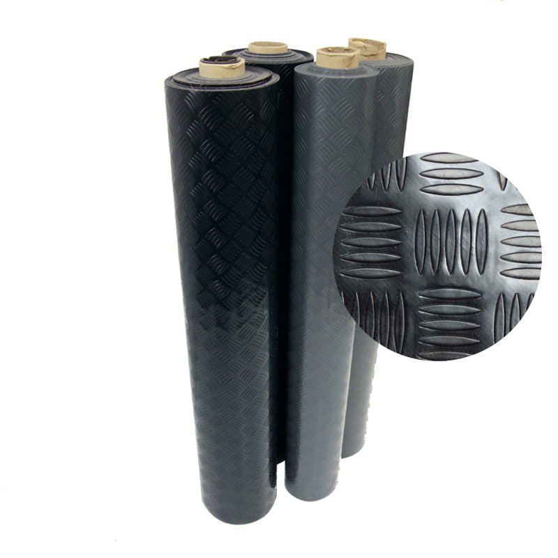 Rouleau de plancher de garage élastique à poignée en losanges gris foncé ", 4 pi x 13 pi
