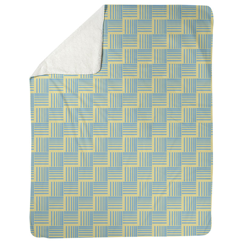 Couverture polaire à rayures classic basketweave, l 50 po x L 60 po, Jaune / bleu sarcelle