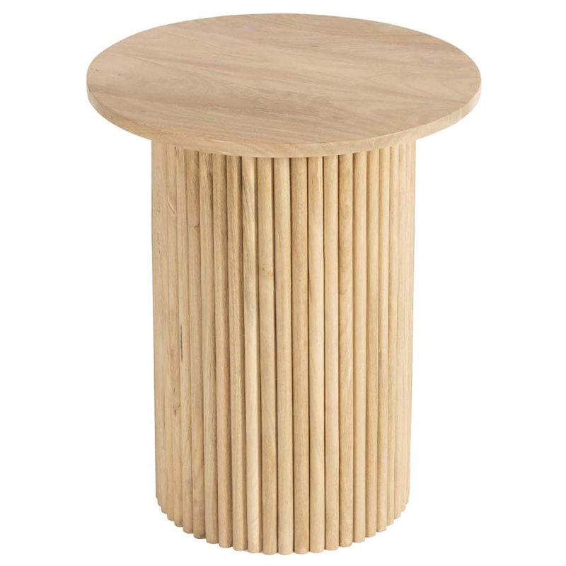Pedestal Wood Round End Table, Natural