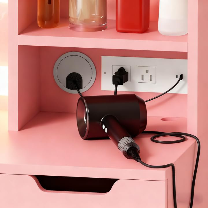 Meuble-lavabo lumineux de 35 pouces avec barre d'alimentation intégrée, 4 tiroirs de rangement et 3 couleurs de lumière réglables, coiffeuse spacieuse pour chambre à coucher, studio de maquillage et station de maquillage