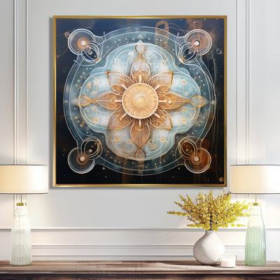 «Mystical Blue Flower - Boho Mandala», reproduction d'art