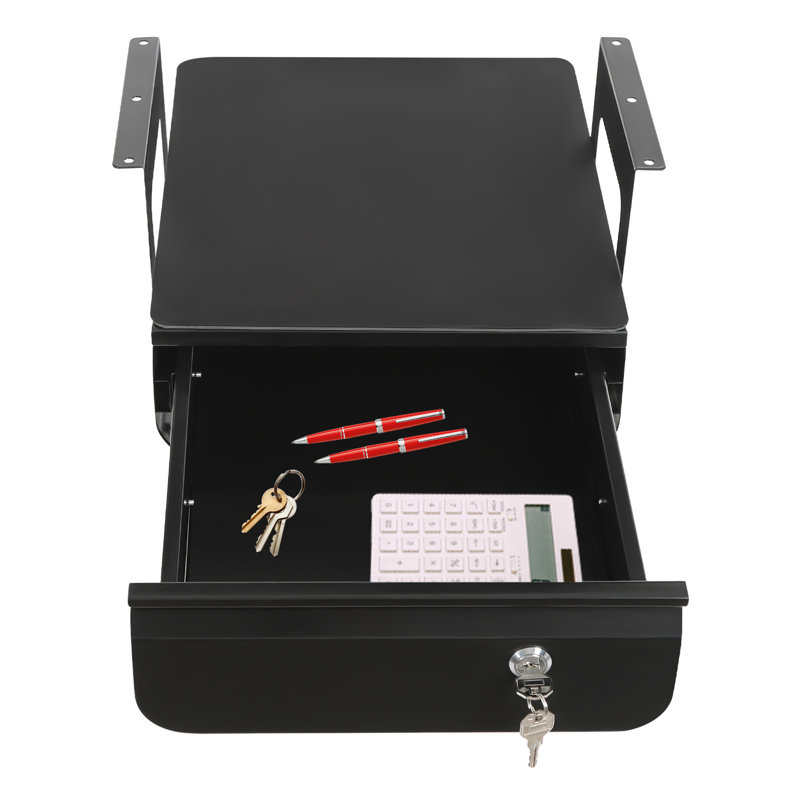 Under Desk Pull-Out Drawer Lockable Sliding Storage Drawer Under Desk Drawer