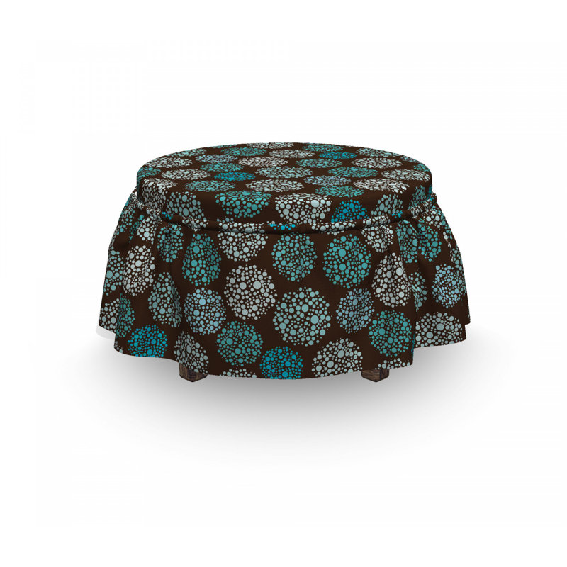 Ensemble de housse pour repose-pieds à coussins carrés 2 pièces points et cercles