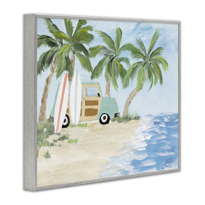 Planche de surf de vacances tropicales, art giclée par Julie DeRice