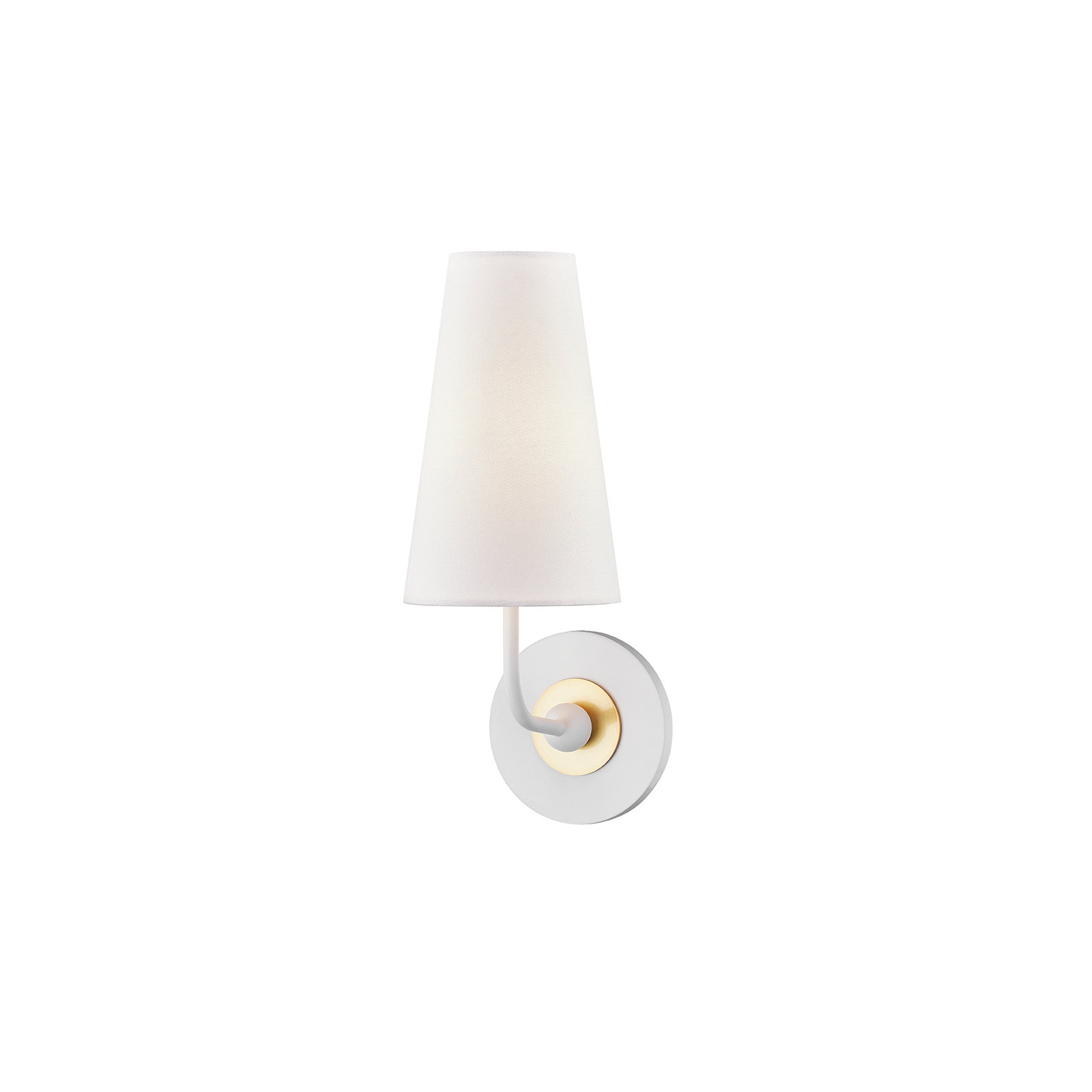 Tropez Single Light Dimmable Armed Sconce, Aged Brass/White
