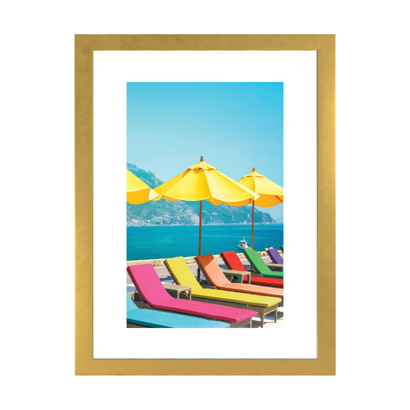 Amalfi d’été-reproduction de photo, Blanc, H 24 po x l 16 po x P 1 po, Papier encadré doré