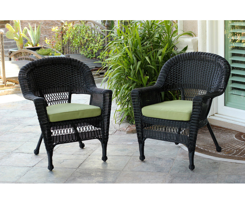 Chaise de patio avec coussins Burrowes, Vert, gris