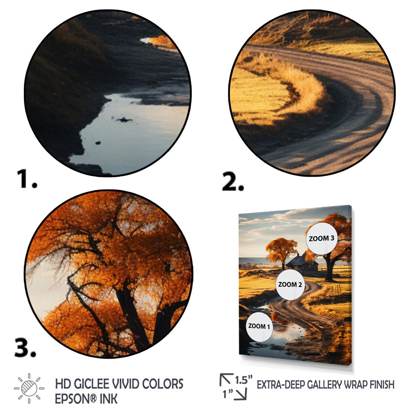 Gareloi Orange Farm Autumn Landscape V, reproduction d'art sur toile encadrée, H 40 po x l 30 po x P 1,5 po