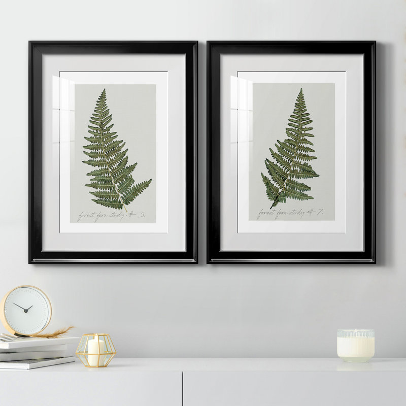 Fern Fernandes I - ensemble de 2 impressions, H 22,5 po x l 61 po x P 1,5 po, Papier encadré noir, Blanc