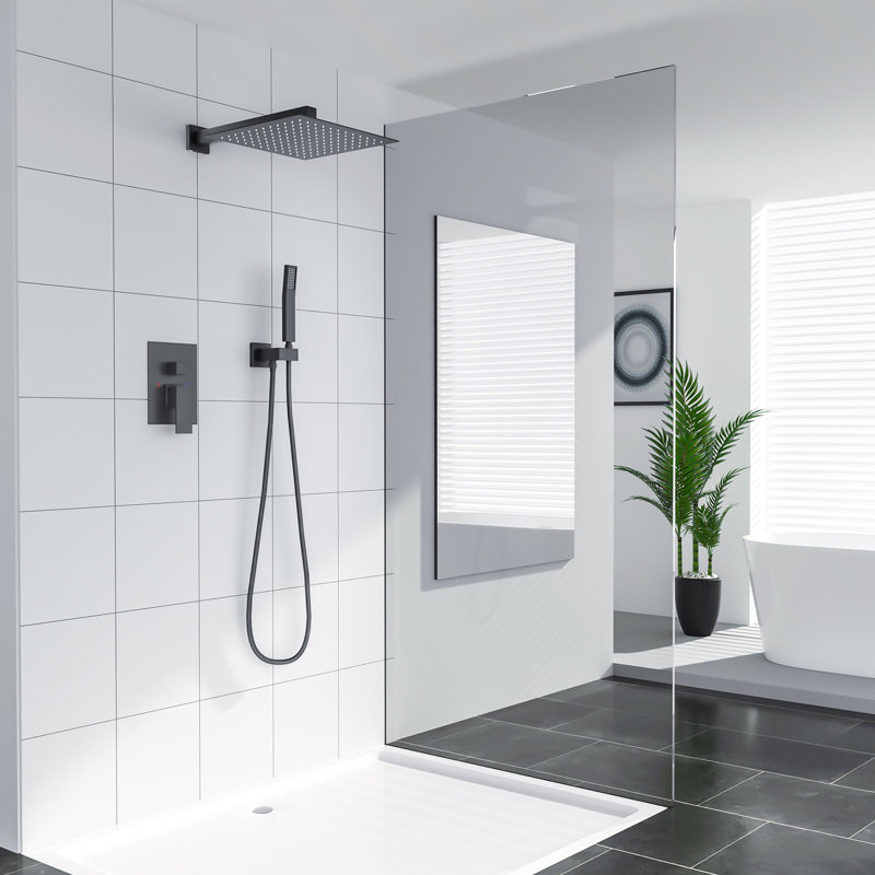 Complete Shower System with Rough in-Valve, Matte Black
