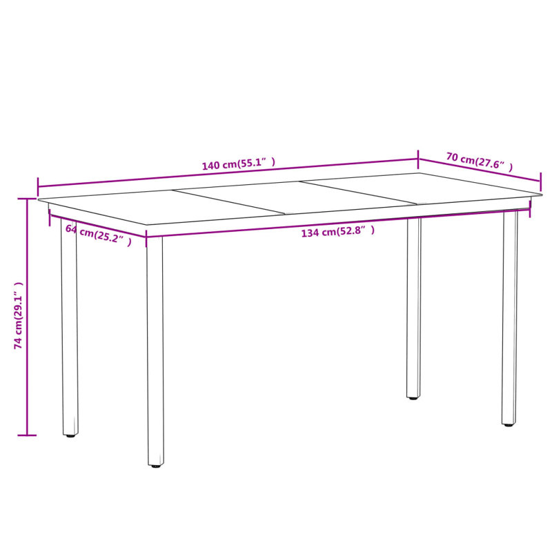 Ensemble bistro pour 2 personnes Zoee, 29.1" H x 78.8" W x 39.4" D, 8