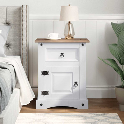 Armoire de chevet avec 1 tiroir et 1 porte Dale vidaXL, en bois de pin massif, 20,9 po x 15,4 po x 26 po