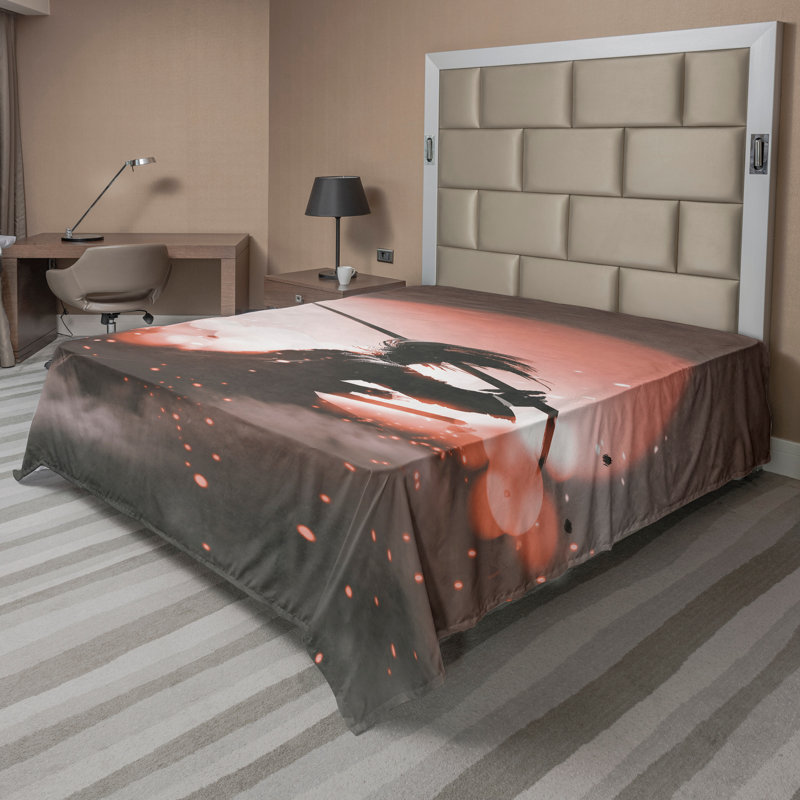 Drap-housse japonais Ambesonne, Drap plat pour très grand lit californien