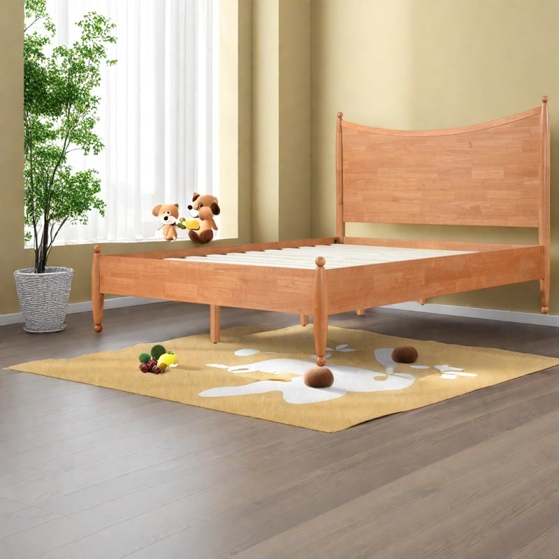 Lit plateforme robuste, cadre en bois aggloméré, chambre à coucher de style campagne moderne, Brun 1