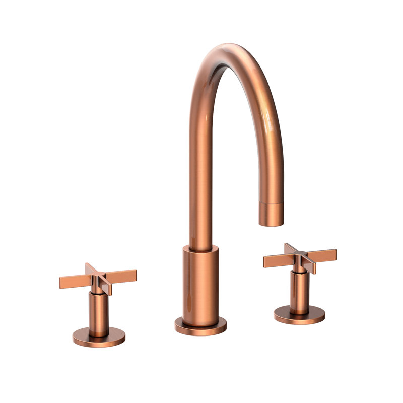 Tomlin Widespread Bathroom Faucet with Drain Assembly, Antique Copper, Cross Handle