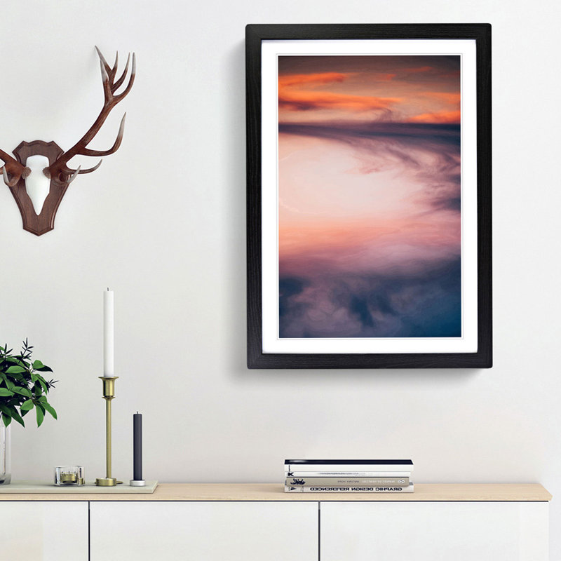 Movement of Clouds in Abstract - Picture Frame Photograph Print, 36cm H x 27cm W x 2cm D, Black Framed