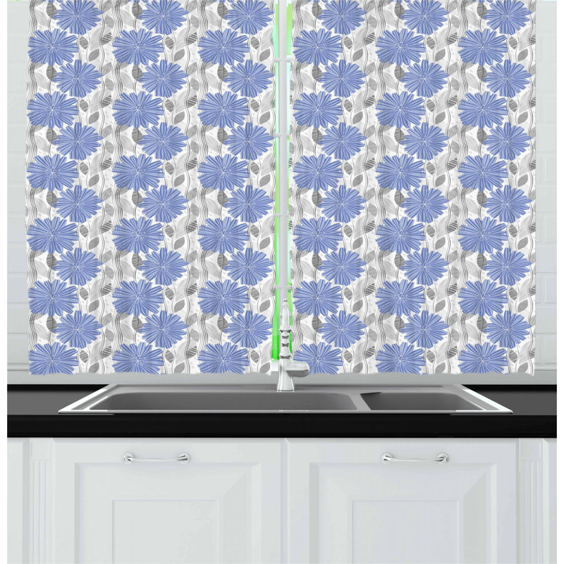 Floral Tailored Kitchen Curtain