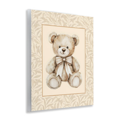 Beige Teddy Bear and Border Wall Plaque, design by LSR Design Studio
