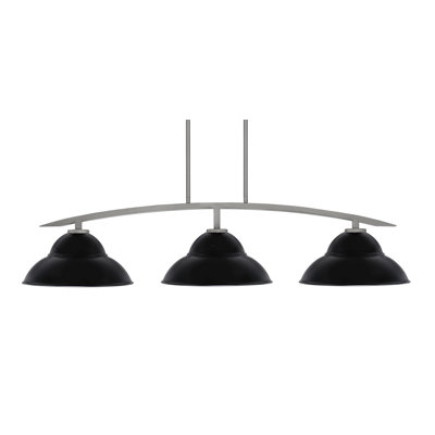 Luminaire pour îlot de cuisine 3 lumières kurve au fini graphite avec abat-jour en métal à double bulles de 13 po