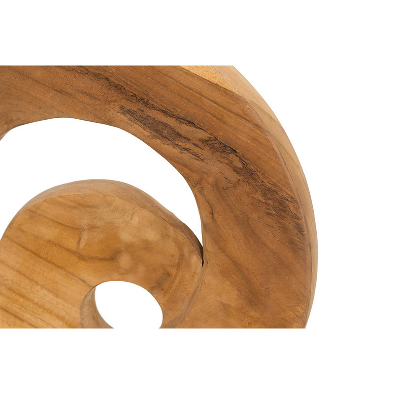 14x4.5x17.5" Abstract Brown Teak Wood Spiral Sculpture on Black Stand