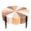 Table basse en forme de fleur rustique, 31,7 po de diamètre, fabriquée en bois manufacturé avec des pieds en métal pour le décor du salon