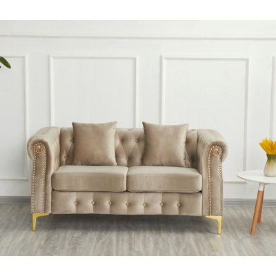 Upholstered LOVESEAT With Solid Wood Legs by House of Hampton