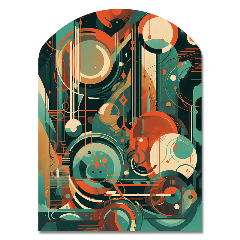 Décoration murale en métal vert et orange Mid Century Innovations IV - Abstrait Mid-Century, H 34 po x l 25 po x P 1 po