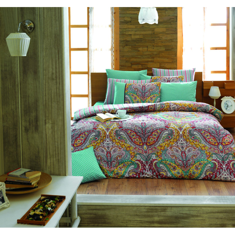 Ines Cotton Blend Paisley Duvet Cover Set with Pillowcases Included, 200 x 220cm Duvet Cover + 2 Pillowcases (50 x 70)