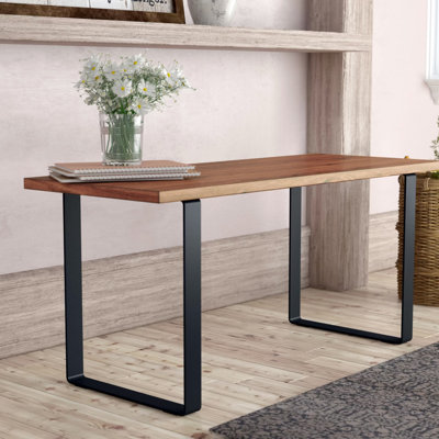 Modern Brown 40" Bench with Sturdy Metal Frame