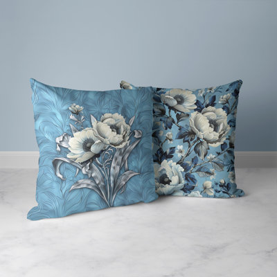 Peony Flower Bouquet  Square Throw Pillow