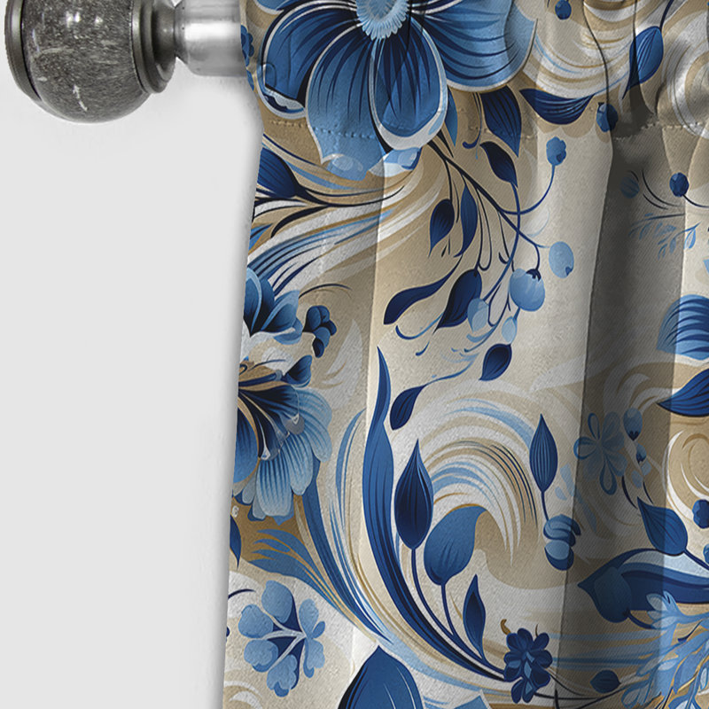 Scandinavian Simplicity Paisley Pattern I - Floral Curtain - Blackout Curtain - 1 Panels, 52" W x 84" L