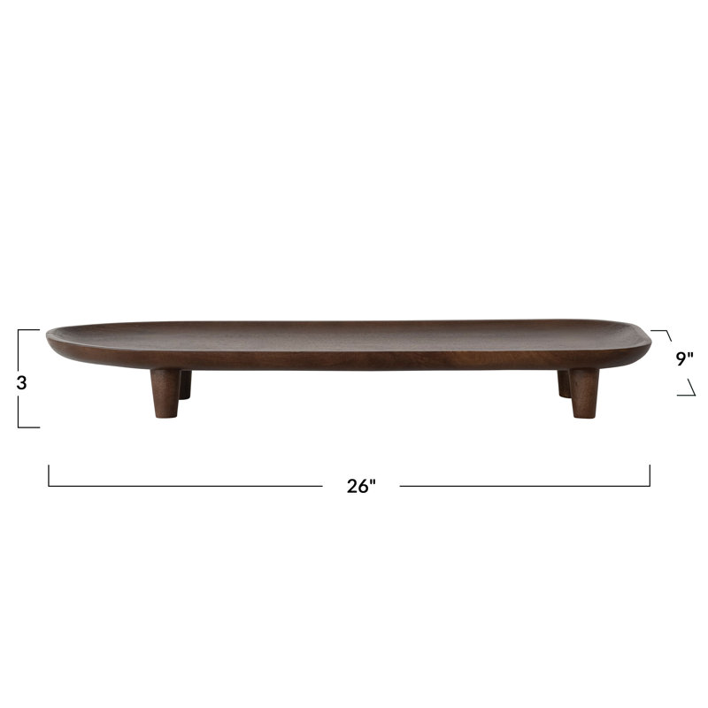 Walnut-Finished Mango Wood Footed Platter